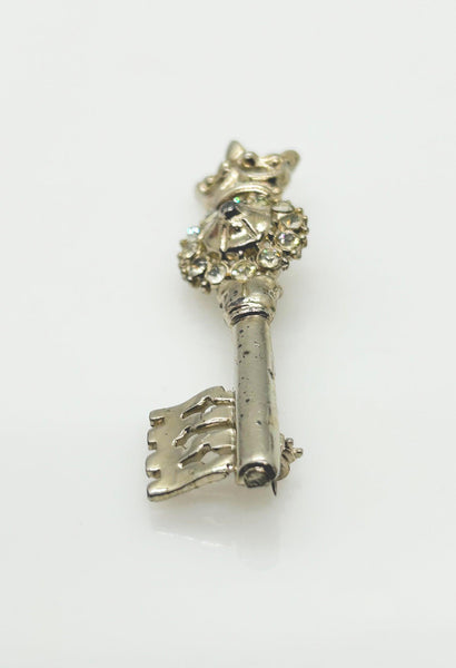 Regal Vintage Rhinestone Crowned Key Brooch - Lamoree’s Vintage