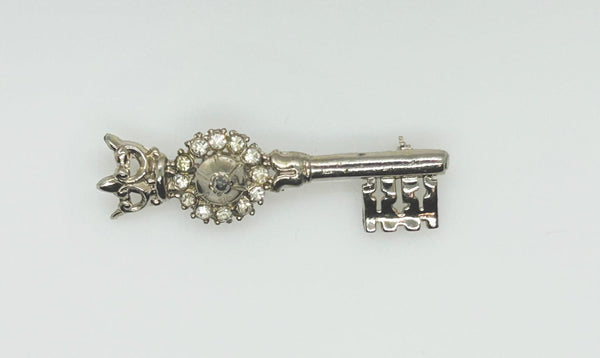 Regal Vintage Rhinestone Crowned Key Brooch - Lamoree’s Vintage