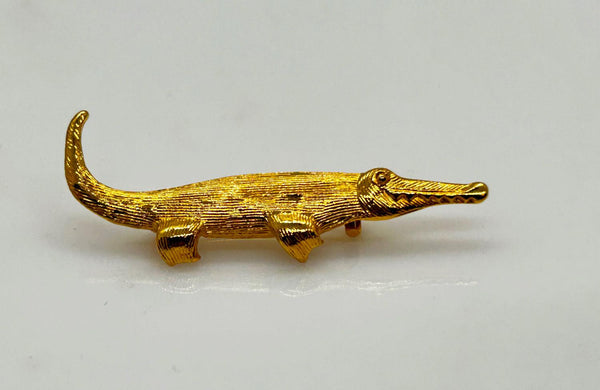 Cute Golden Crocodile Brooch