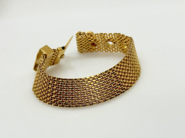 Crown Trifari Vintage Gold Mesh Buckle Bracelet - Lamoree’s Vintage