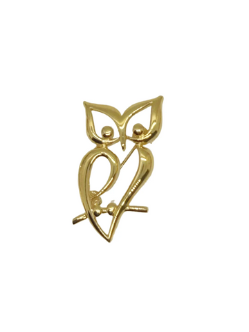 Crown Trifari Vintage Golden Openwork Owl Brooch - Lamoree’s Vintage