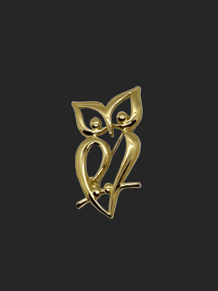 Crown Trifari Vintage Golden Openwork Owl Brooch - Lamoree’s Vintage