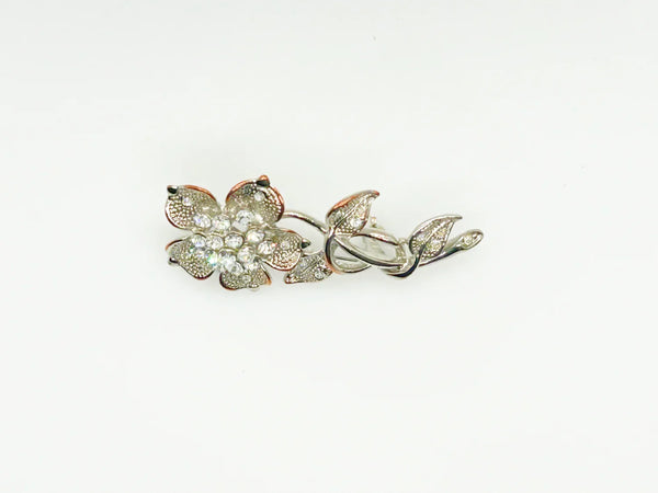 Vintage Floral Brooch with Texture and Glitter