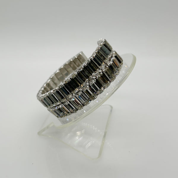 Serious Bling Vintage Double Row Emerald Cut Cuff Bracelet