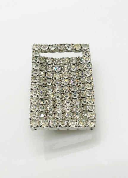 Bright and Curved Rectangular Rhinestone Pin