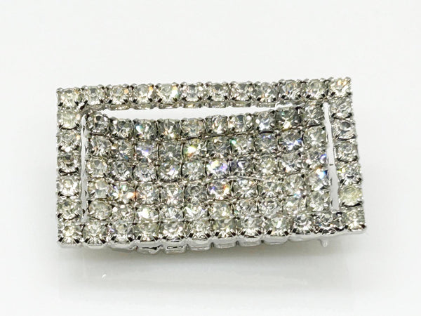 Curved Rectangular Vintage Rhinestone Pin