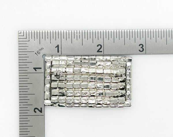 Bright and Curved Rectangular Rhinestone Pin