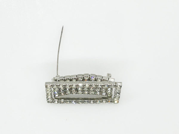 Bright and Curved Rectangular Rhinestone Pin