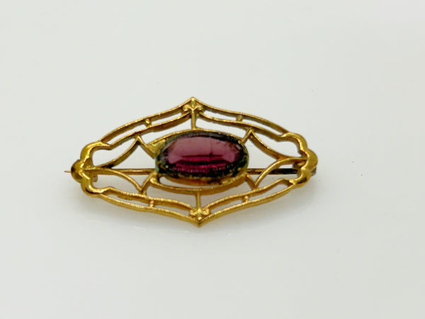 Dainty Vintage Brooch with Oval Purple Stone