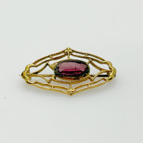 Dainty Vintage Brooch with Oval Purple Stone