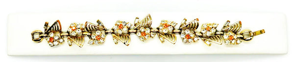Vintage Dainty Daisy Bracelet with Bright Yellow and Clear Stones
