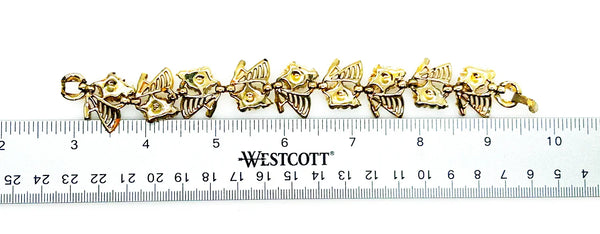 Vintage Dainty Daisy Bracelet with Bright Yellow and Clear Stones