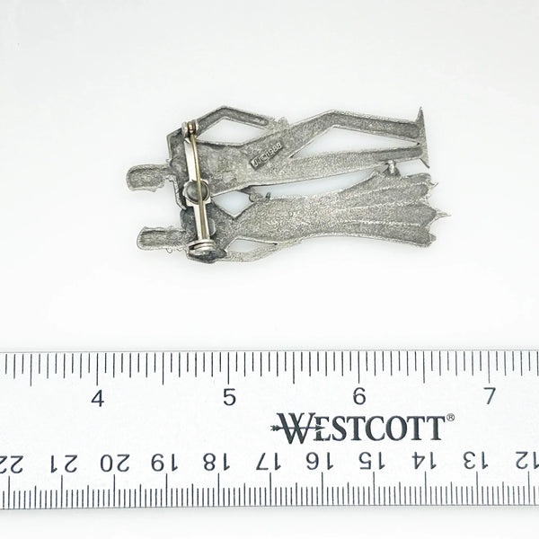 Signed JJ 1988 Art Deco Style Formal Dressed Couple Brooch