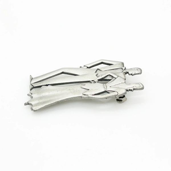 Signed JJ 1988 Art Deco Style Formal Dressed Couple Brooch