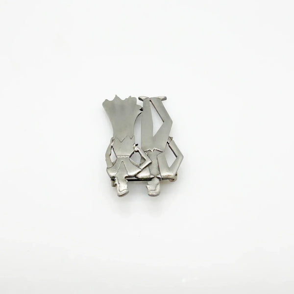 Signed JJ 1988 Art Deco Style Formal Dressed Couple Brooch