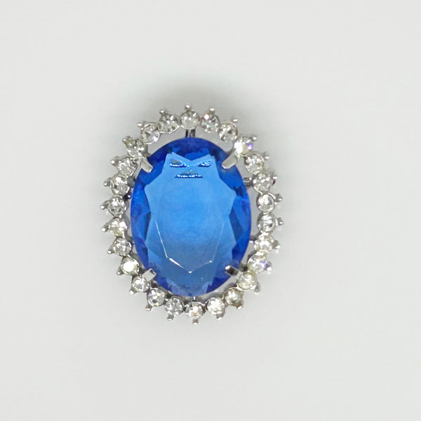 Vintage Brooch/ Pendant with Oval Blue Stone, Diana/Kate