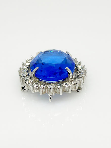 Vintage Brooch/ Pendant with Oval Blue Stone, Diana/Kate