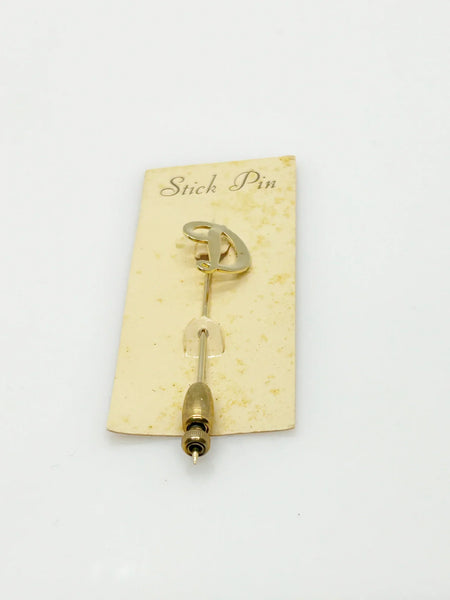 Vintage 1970s-80s Initial "D" Stickpin On Card