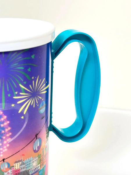 Disney World mug with cartoon characters and colorful design on a white background