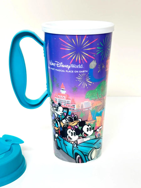 Disney World mug with cartoon characters and colorful design on a white background