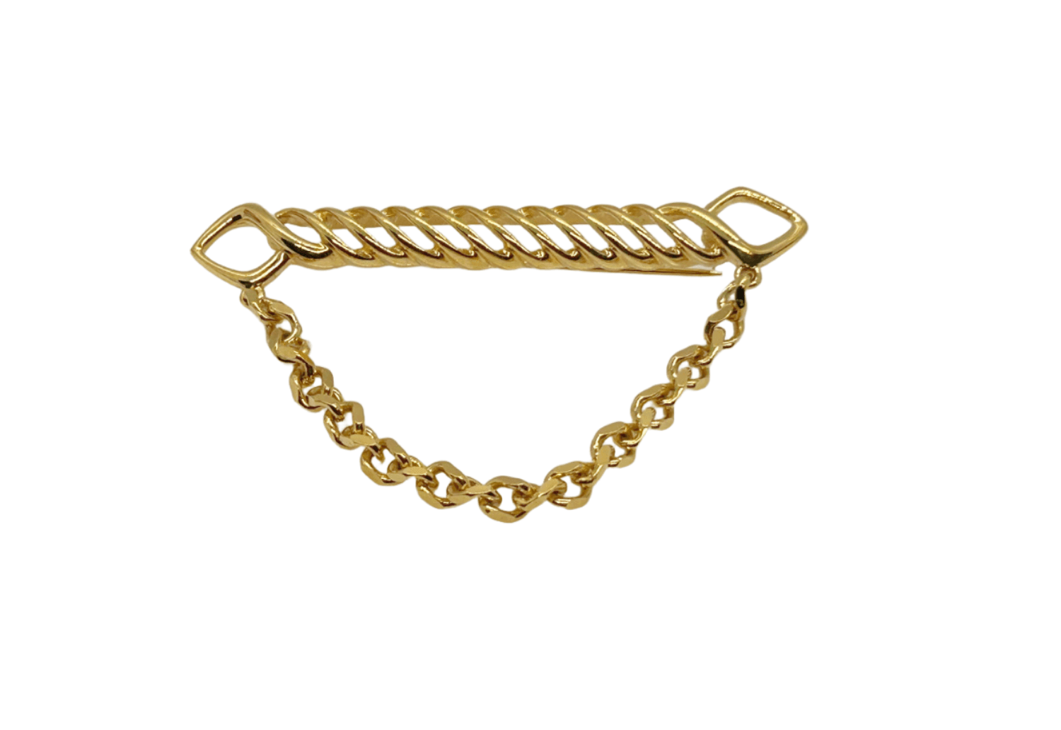 Dramatic Draped Chain Gold Tone Brooch - Lamoree’s Vintage