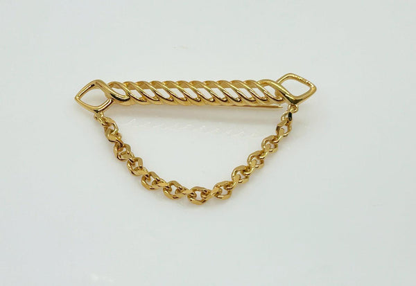 Dramatic Draped Chain Gold Tone Brooch - Lamoree’s Vintage