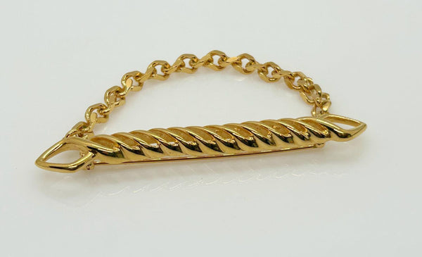 Dramatic Draped Chain Gold Tone Brooch - Lamoree’s Vintage