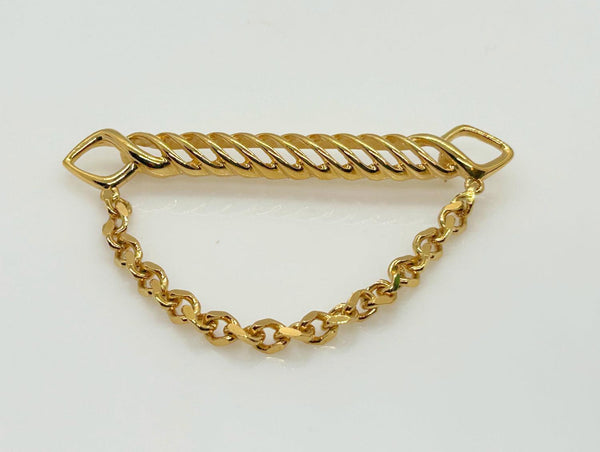 Dramatic Draped Chain Gold Tone Brooch - Lamoree’s Vintage