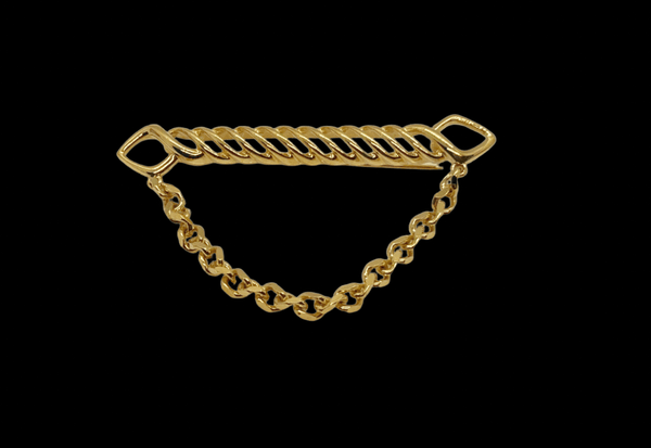 Dramatic Draped Chain Gold Tone Brooch - Lamoree’s Vintage