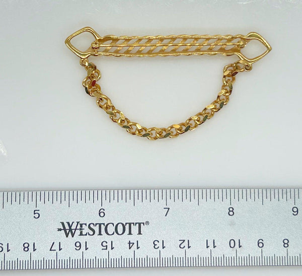 Dramatic Draped Chain Gold Tone Brooch - Lamoree’s Vintage