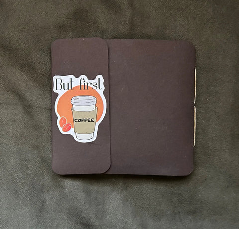 But First Coffee: Handmade Dark Brown Square Journal Mini  Album