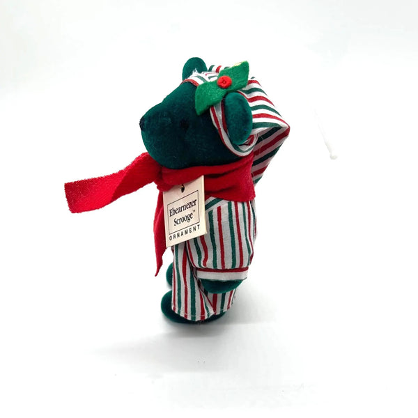 Green velvety North American Bear Company "Ebearneezer Scrooge" VIB holiday ornament teddy bear 
