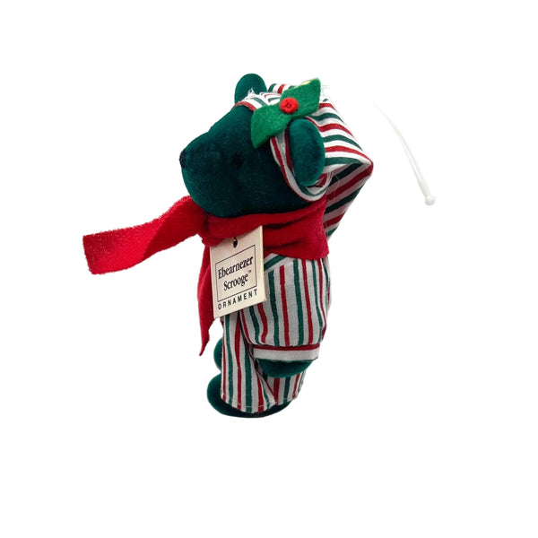 Green velvety North American Bear Company "Ebearneezer Scrooge" VIB holiday ornament teddy bear 