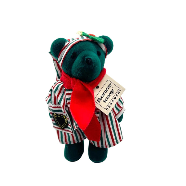 Green velvety North American Bear Company "Ebearneezer Scrooge" VIB holiday ornament teddy bear