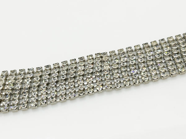 Glimmering and Glittering Eight Row Vintage Rhinestone Bracelet