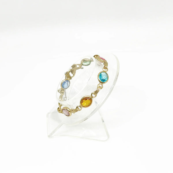 Vintage Emmons Faceted Clear Oval Pastel Stones Bracelet - Lamoree’s Vintage