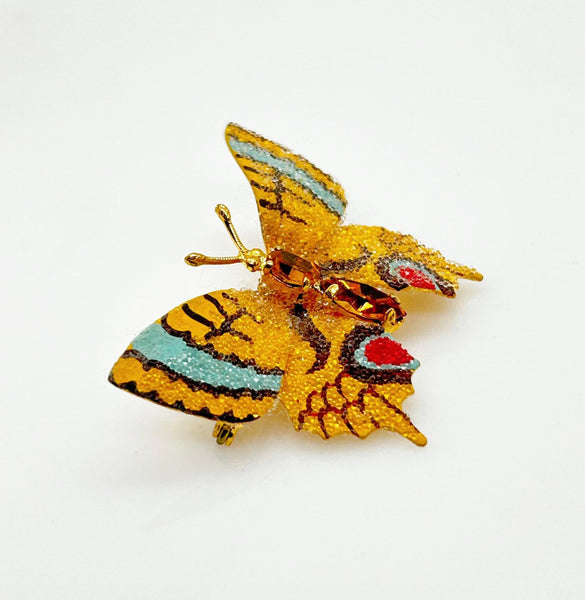 Vintage Enameled & Coated Butterfly Brooch