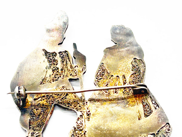 Vintage Enamel Portuguese Folk Couple Brooch - Connect to Portuguese heritage with timeless artistry and vibrant enamel. Durable, detailed, and perfect for any occasion. Shop now!