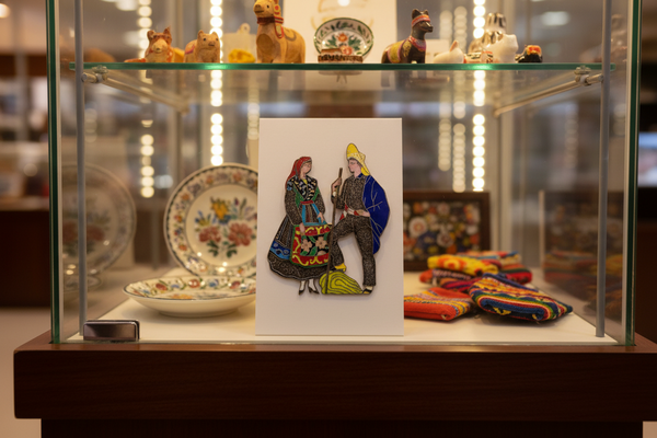 Vintage Enamel Portuguese Folk Couple Brooch - Connect to Portuguese heritage with timeless artistry and vibrant enamel. Durable, detailed, and perfect for any occasion. Shop now!