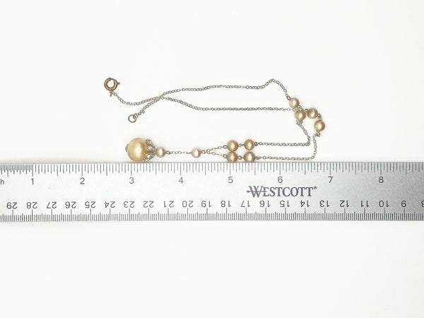 Vintage Romantic White Lace Style Faux Pearl Y-Shape Lavalier Necklace