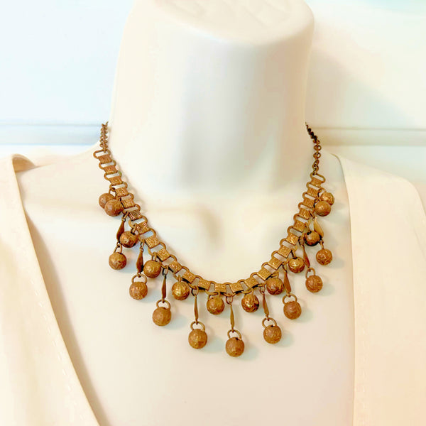 Vintage Etruscan Revival Fringe Necklace