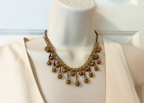 Vintage Etruscan Revival Drop Necklace