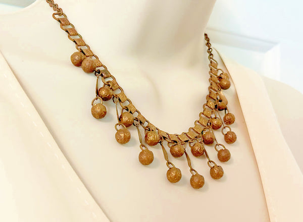 Vintage Etruscan Revival Fringe Necklace