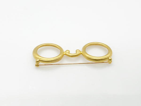 Whimsical Gold Round Eyeglasses Brooch