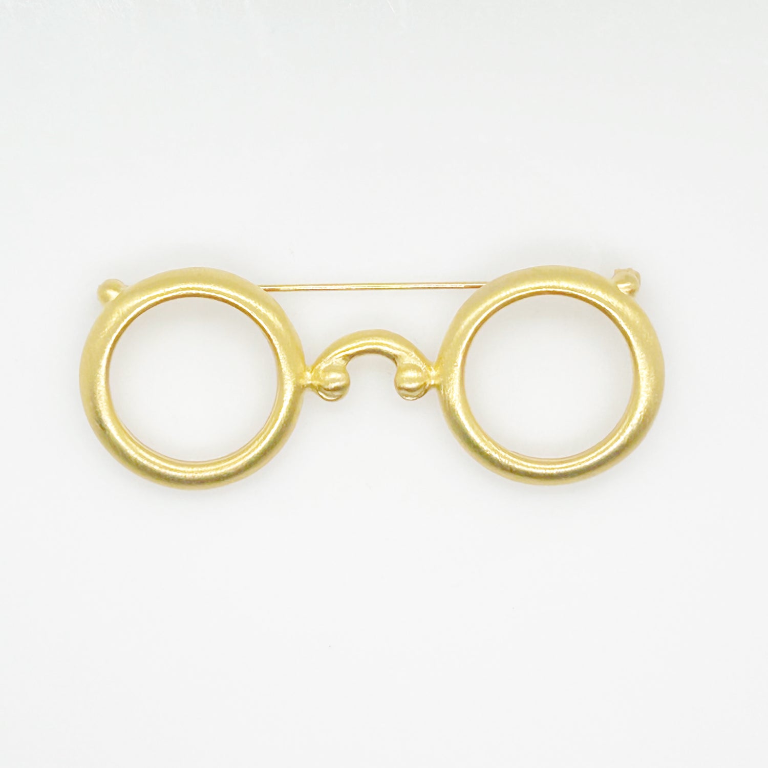 Whimsical Gold Round Eyeglasses Brooch