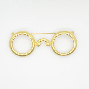 Whimsical Gold Round Eyeglasses Brooch