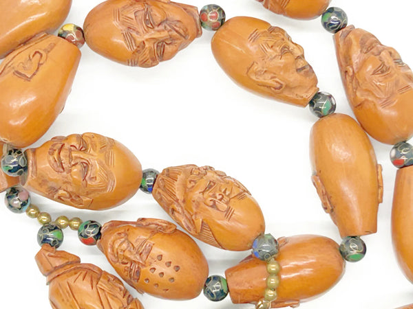Unique Carved Olive Wood Prayer Beads Luohan Arhats
