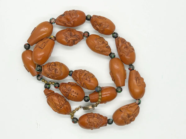 Unique Carved Olive Wood Prayer Beads Luohan Arhats