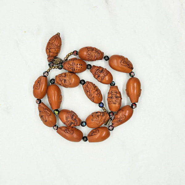 Unique Carved Olive Wood Prayer Beads Luohan Arhats