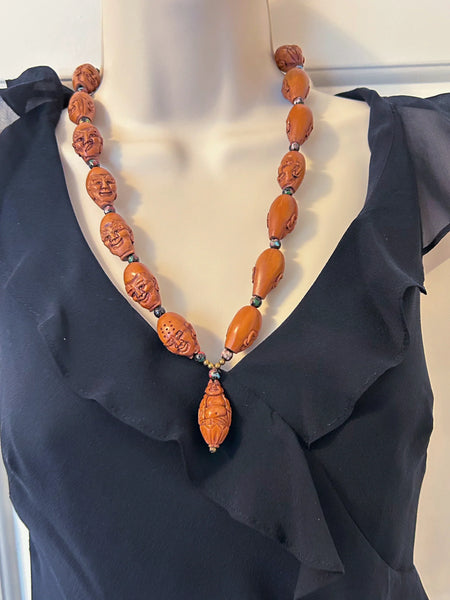 Unique Carved Olive Wood Prayer Beads Luohan Arhats